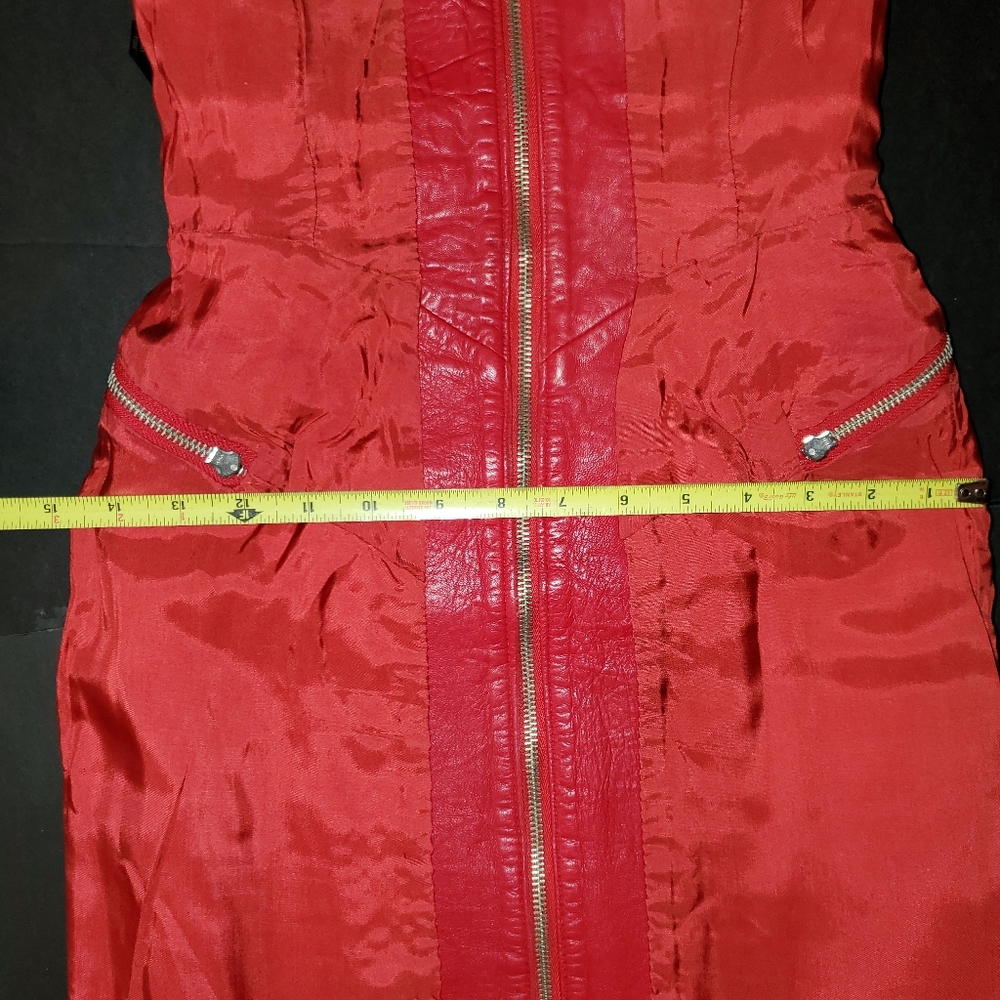 🔥RARE-VNTG-FLAWLESS 🔥SEXIEST RED LEATHER DRESS🔥 - Picture 15 of 16